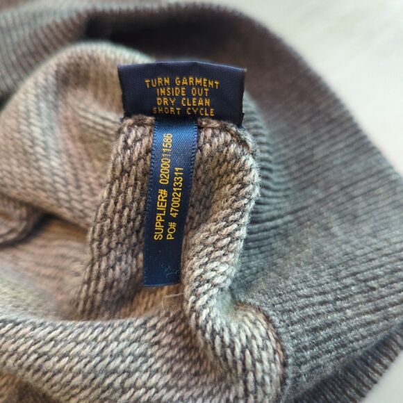 Polo Ralph Lauren Sweater Mens Large Gray Stripes Merino Wool Preppy - Picture 10 of 10